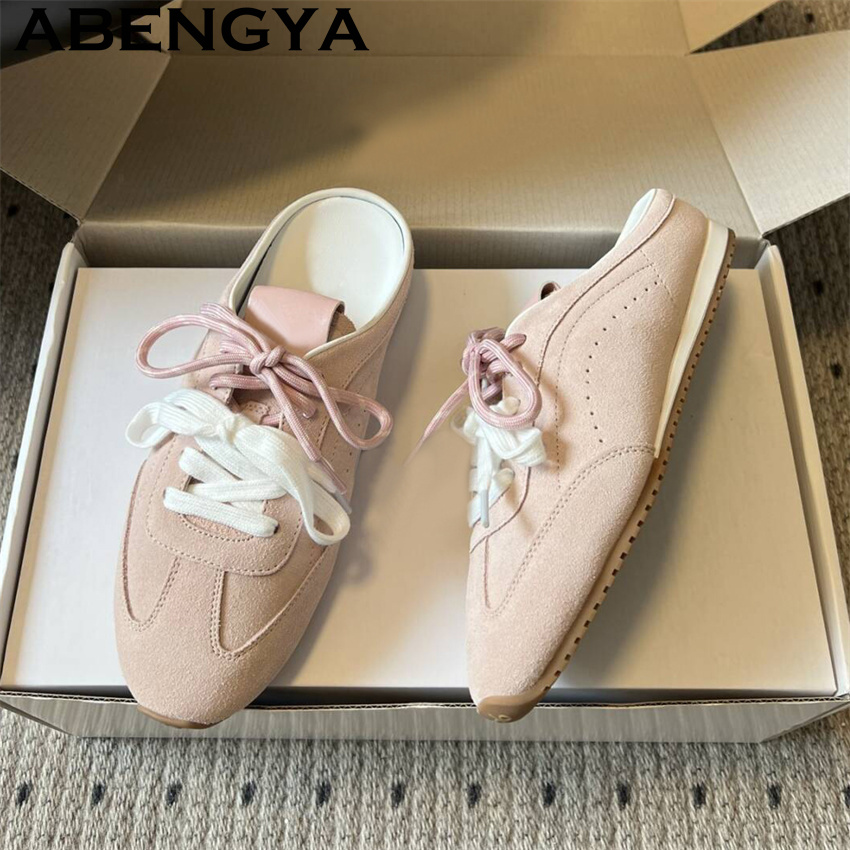 Running Shoes - Damen-Slipper mit Schnürung, lässig, flach, für