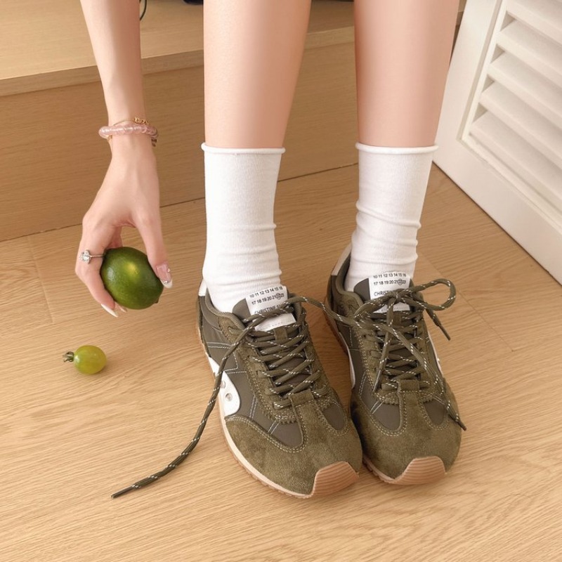 Sneakers - Retro Color-Block-Sneaker für Damen, weiche, flache