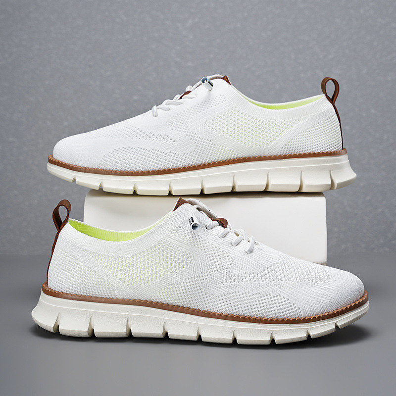 Knit Fabric Lace Up Sneakers - 2026 Neue Herren Atmungsaktive Strick-Mesh-Loafer Leichte