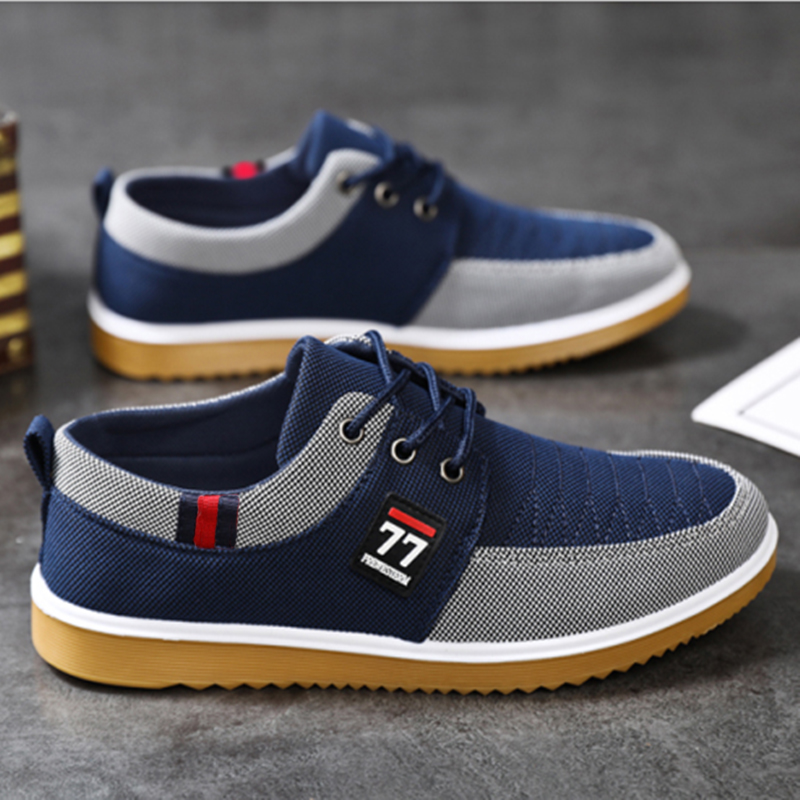 Neue modische trendige Herrens – Knit Fabric Lace Up Sneakers Bewertung und Preis
