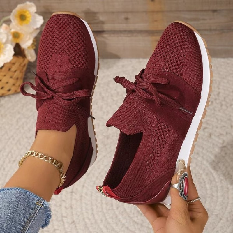 Neue Schwarz Stricken Atmungsa – Knit Fabric Lace Up Sneakers Bewertung und Preis