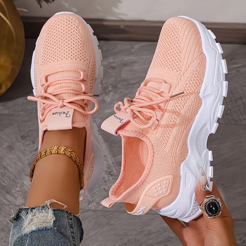 Atmungsaktive Strick-Sneaker,  – Knit Fabric Lace Up Sneakers Bewertung und Preis