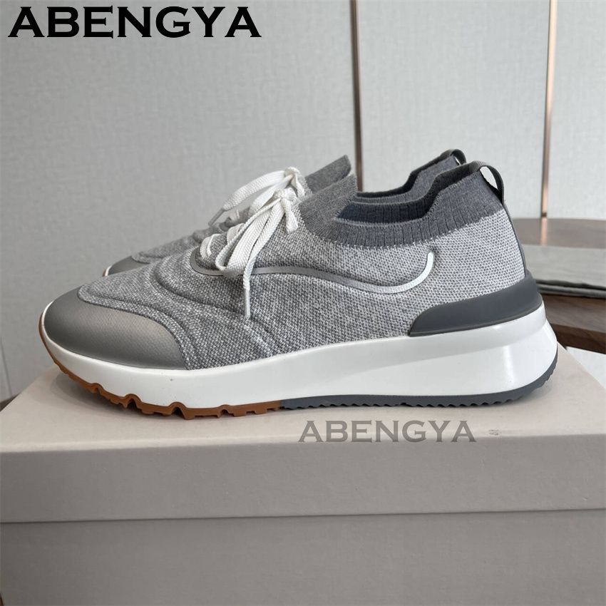 Neue mehrfarbige gestrickte Lo – Knit Fabric Lace Up Sneakers Bewertung und Preis